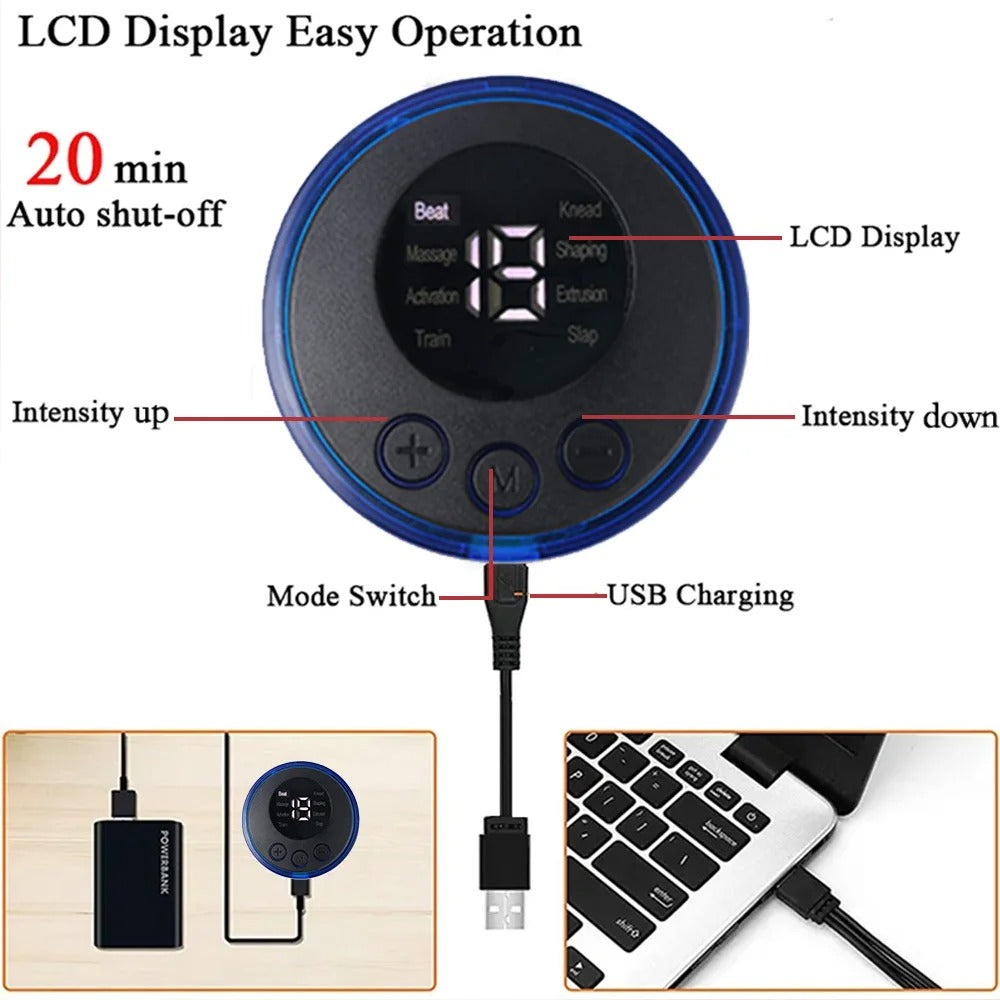 USB Rechargeable EMS Muscle Stimulator – 3 in 1 Smart Trainer